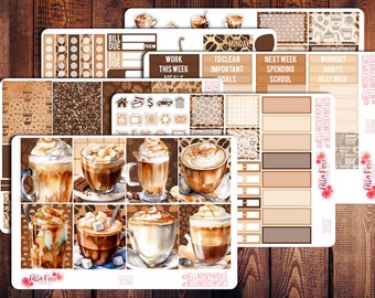 Coffee Shop Planner Sticker Kit, for use in Erin Condren Life Planners, Happy Planner Sticker, Cozy Coffee Stickers, Spring Stickers SP602