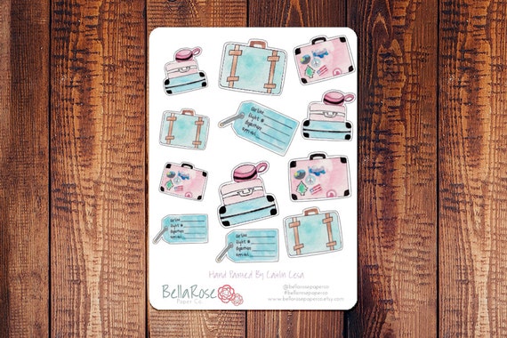 Travel Hand Painted Watercolor Planner Stickers, Wanderlust, for use in Erin Condren Planners, Happy Planner Stickers W002
