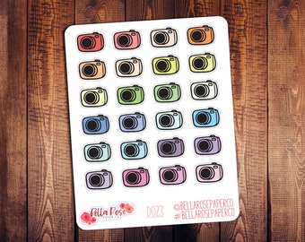 Camera Doodle Icon Planner Stickers, Camera Stickers, Doodle Icon Stickers, for use in Erin Condren Planner, Filming Stickers D025