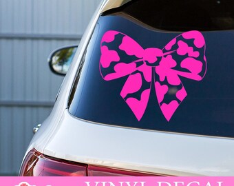 Cow Print Coquette Bow Vinyl Decal, Custom Vinyl Decal, Bow Sticker, Cow Print Western Vinyl Decal Sticker