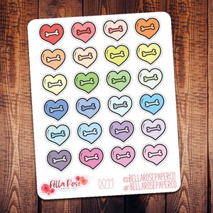 Pet Heart Doodle Icon Planner Stickers, Pet Stickers, Doodle Icon Stickers, for use in Erin Condren Planner, Dog Sticker, Cat Stickers D011 image 1