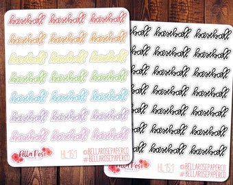 Baseball Hand Lettering Planner Stickers, Script Stickers, Sports Stickers, BUJO Planner Stickers, Happy Planner Sports Stickers HL151