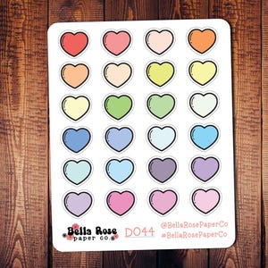 Heart Doodle Icon Planner Stickers, Heart Stickers, Doodle Icon Stickers, for use in Erin Condren Planner, Valentine Stickers D044