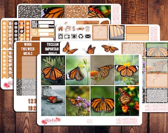 Monarch Butterfly Photo Planner Sticker Kit, for use in Erin Condren Life Planners, Happy Planner Sticker, Butterfly Stickers, Monarch W508