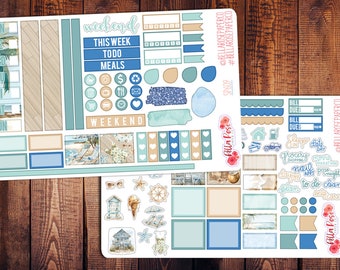 Beach Day Hobonichi Weeks Planner Sticker Kit for use in Hobonichi, Summer Planner Sticker, Hobonichi Kit, Beach Vacation Stickers SP609