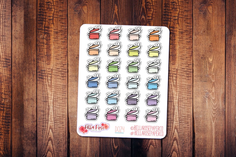 Cooking Pot Doodle Icon Planner Stickers, Baking Stickers, Doodle Icon Stickers, for use in Erin Condren Planner, Cooking Stickers D024 image 1