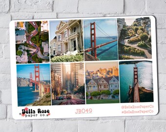 San Francisco Only Full Boxes, for use in Erin Condren Life Planners or Happy Planner, California Travel Stickers JB049