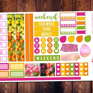 Tulip Flowers Photo Hobonichi Weeks Planner Sticker Kit for use in Hobonichi, Spring Floral Planner Sticker, Hobonichi Planner Kit SP607 image 2