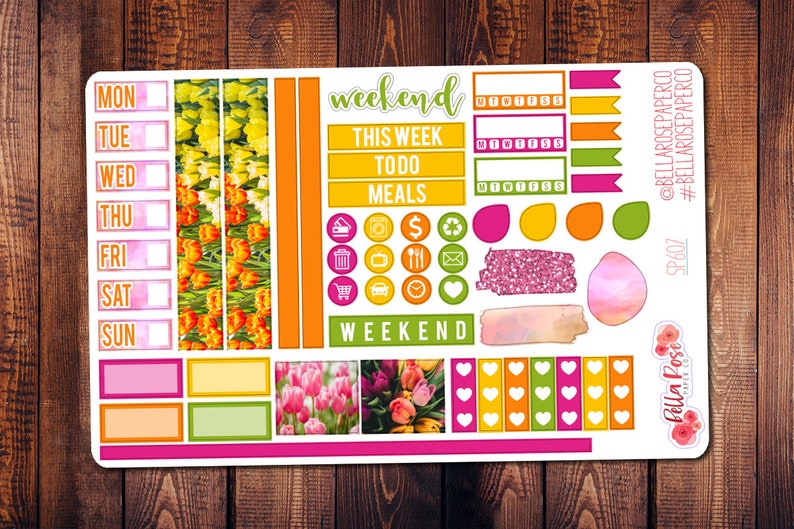Tulip Flowers Photo Hobonichi Weeks Planner Sticker Kit for use in Hobonichi, Spring Floral Planner Sticker, Hobonichi Planner Kit SP607 image 2