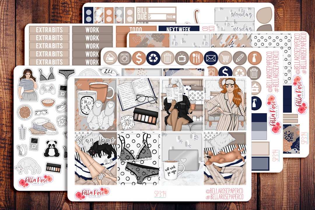 Let's Stay Home Planner Sticker Kit, for Use in Erin Condren Life ...