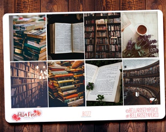 Books Only Full Boxes, for use in Erin Condren Life Planners, Happy Planner Stickers Just Boxes, Antique Stickers, Vintage Library JB022