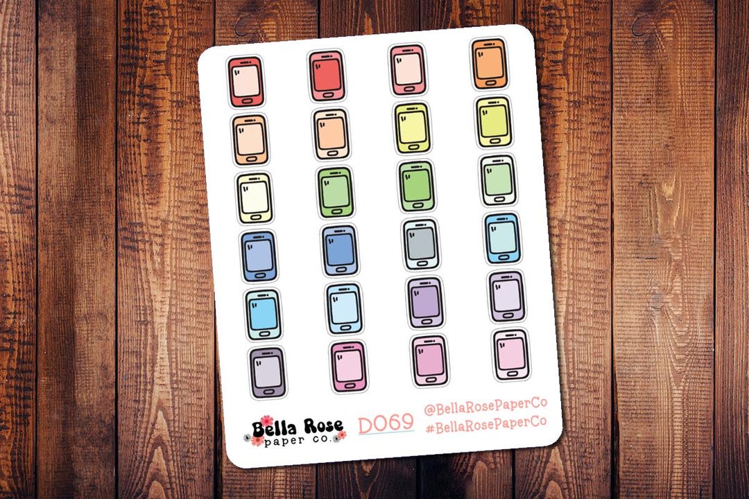 Cellphone Doodle Icon Planner Stickers, Phone Stickers, Doodle Stickers ...