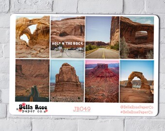 Moab Utah Only Full Boxes, for use in Erin Condren Life Planners or Happy Planner, Utah Travel Stickers JB049