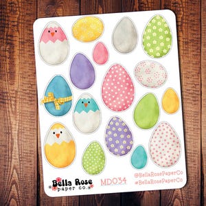 Oeufs de Pâques déco autocollants, carnet de notes, mini autocollant déco, à utiliser dans les agendas Erin Condren, autocollants de Pâques MD034