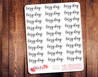 Lazy Day Script Planner Stickers, Lazy Day Planner Stickers, Script Sticker, for use in Erin Condren Planners, Happy Planner SC012