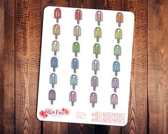 Popsicle Doodle Icon Planner Stickers, Ice Cream Stickers, Doodle Icon Stickers, for use in Erin Condren Planner, Summer Food Stickers D026