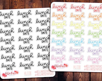 Lunch Date Hand Lettering Planner Stickers, Script Stickers, Gifts for Her, Inspired By Erin Condren Planner Stickers, Foodie Stickers HL038
