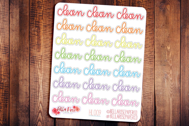 Clean Hand Lettering Planner Stickers, Cleaning Sticker Hand Drawn ...