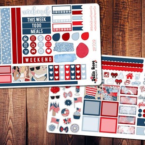 4th Of July Hobonichi Weeks Planner Sticker Kit for use in Hobonichi, Summer Planner Sticker, Patriotic USA Hobonichi Kit, Hobo Weeks SP709