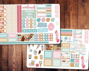 Ice Cream Shop Hobonichi Weeks Planner Sticker Kit for use in Hobonichi, Summer Planner Sticker, Hobonichi Kit, Ice Cream Stickers SP605