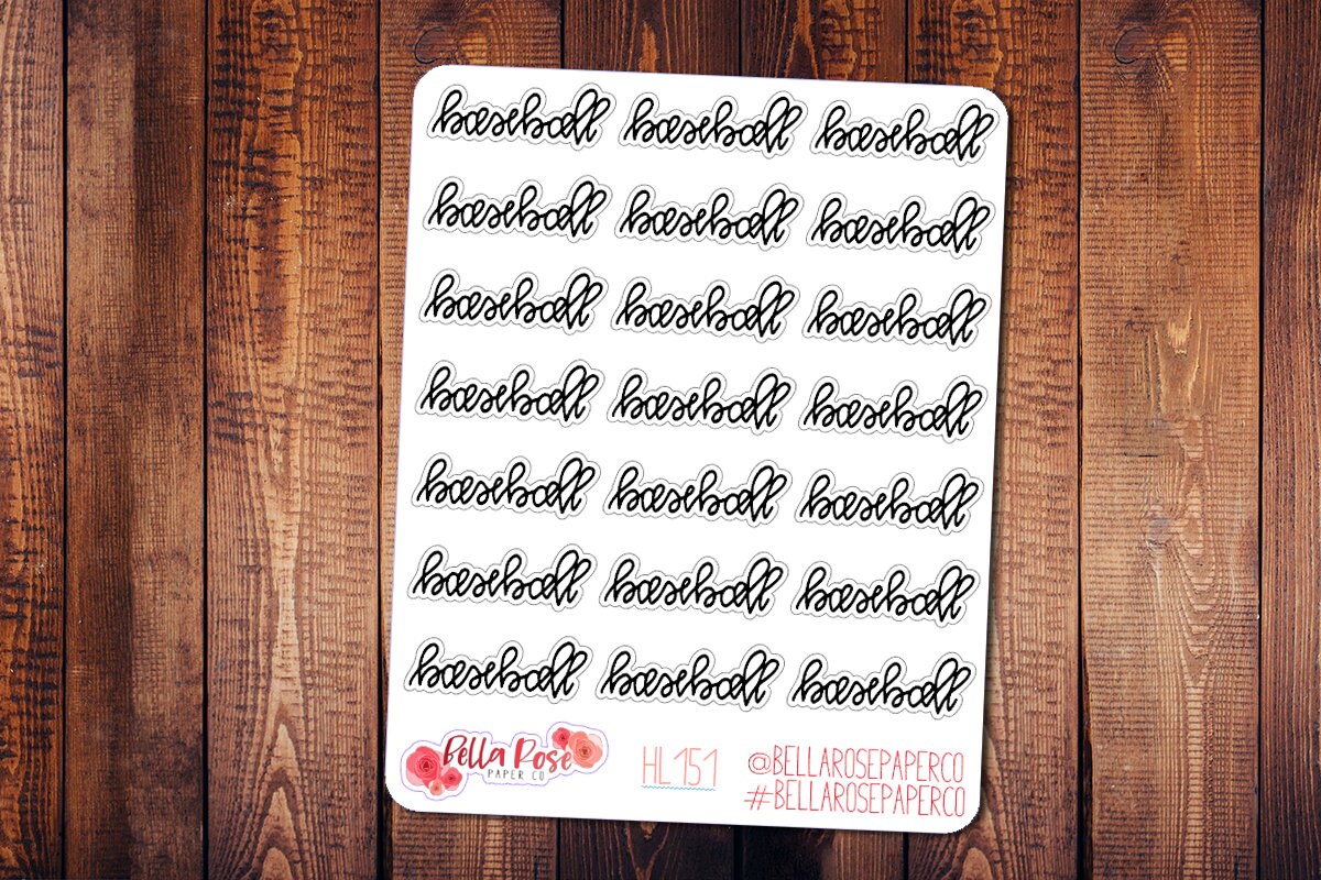 Baseball Hand Lettering Planner Stickers, Script Stickers, Sports ...