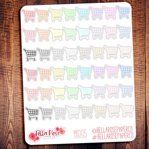 Shopping Cart Mini Icon Planner Stickers, Shopping Stickers, Mini Icon Sticker, for use in Erin Condren Planners, Happy Planner MI005