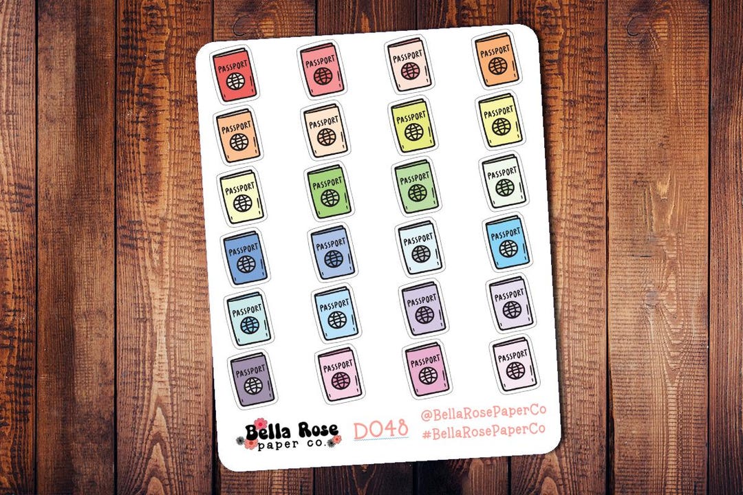 Passport Doodle Icon Planner Stickers, Vacation Stickers, Doodle Icon ...