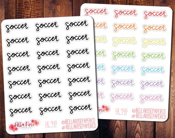 Soccer Hand Lettering Planner Stickers, Script Stickers, Sports Stickers, BUJO Planner Stickers, Happy Planner Sports Stickers HL149