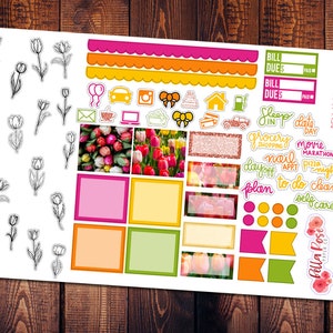 Tulip Flowers Photo Hobonichi Weeks Planner Sticker Kit for use in Hobonichi, Spring Floral Planner Sticker, Hobonichi Planner Kit SP607 image 3