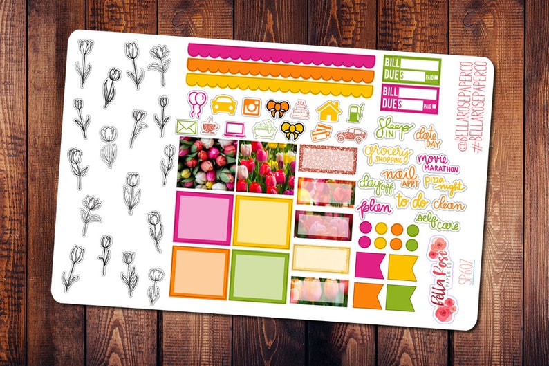 Tulip Flowers Photo Hobonichi Weeks Planner Sticker Kit for use in Hobonichi, Spring Floral Planner Sticker, Hobonichi Planner Kit SP607 image 3