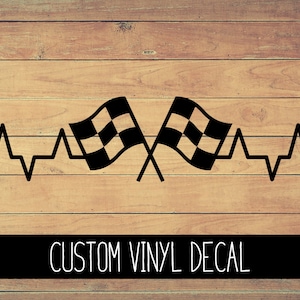 Racing Heartbeat Vinyl Decal, Yeti Decal, Racing Decal, Vinyl Car Decal, Laptop Decal, Window Decal, Race Decal, Custom Decal, Gift Under 10