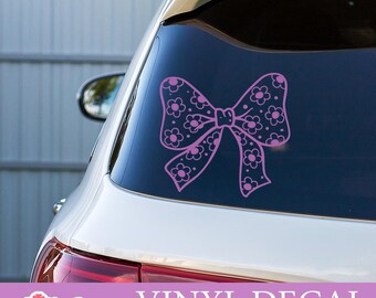 Floral Coquette Bow Vinyl Decal, Custom Vinyl Decal, Bow Sticker, Coquette Vinyl Decal Sticker
