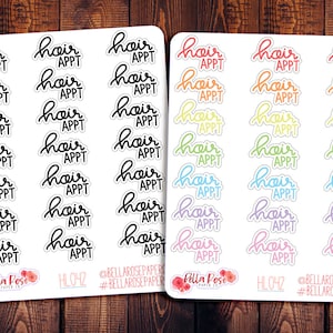 Hair Appointment Hand Lettering Planner Stickers, Script Stickers, for Her, Inspired By Erin Condren Planner Stickers, Appt Stickers HL042