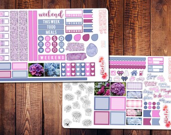 Hydrangea Flowers Photo Hobonichi Weeks Planner Sticker Kit for use in Hobonichi, Spring Floral Planner Sticker, Hobonichi Planner Kit SP603