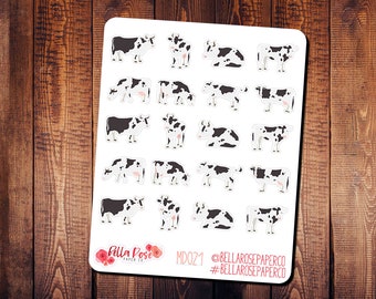 Cows Farm Animal Planner Stickers, Cow Planner Stickers, Mini Deco Sticker, for use in Erin Condren Planners, Farm Animal Stickers MD021