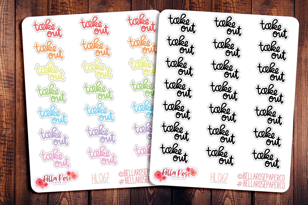 Take Out Hand Lettering Planner Stickers, Food Sticker Hand Drawn ...