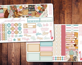 Ice Cream Shop Mini Happy Planner Kit, Summer Planner Sticker, Happy Planner Stickers, Gifts for Her, Ice Cream Planner Stickers SP605