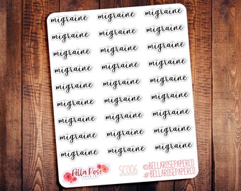 Migraine Script Planner Stickers, Migraine/Headache Planner Stickers, Script Sticker, for use in Erin Condren Planners, Happy Planner SC006