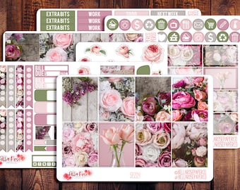 Vintage Floral Photo Planner Sticker Kit, for use in Erin Condren Life Planners, Happy Planner Sticker Kit, Spring Stickers, Floral SP204