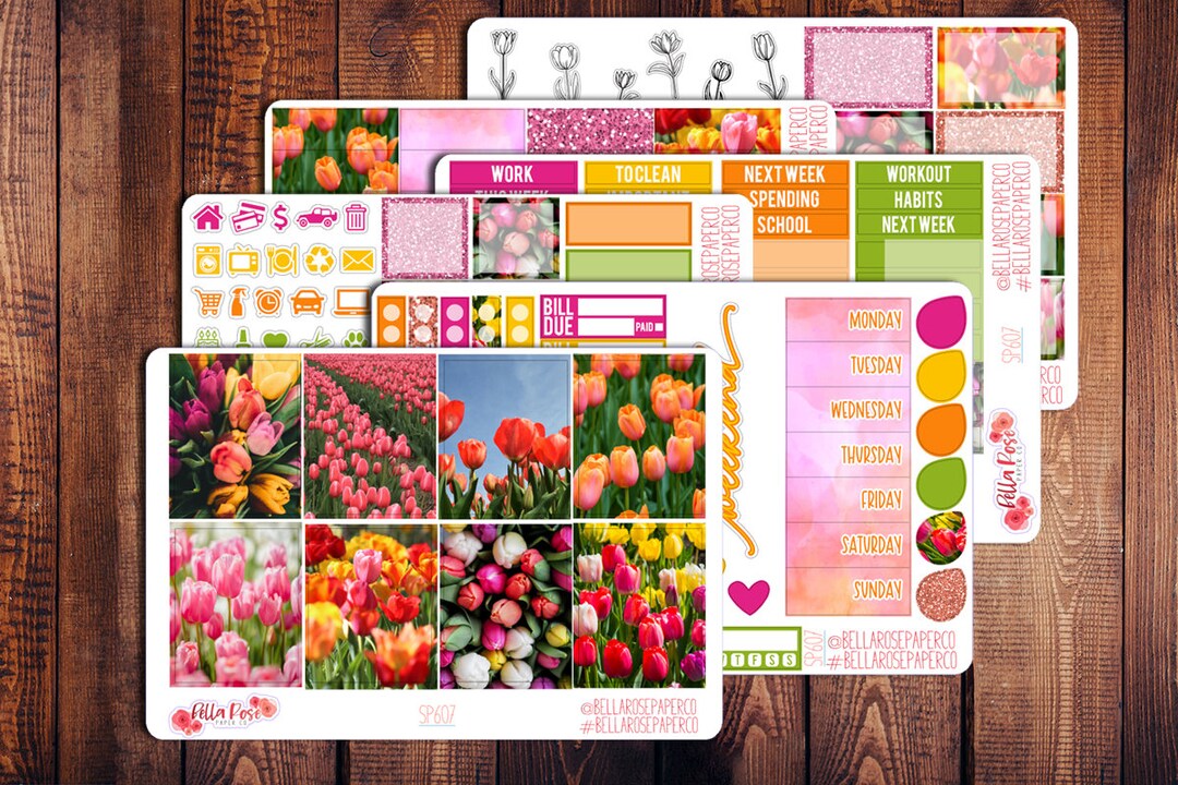 Tulip Flowers Photo Planner Sticker Kit, for Use in Erin Condren Life ...