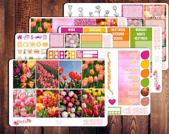 Tulip Flowers Photo Planner Sticker Kit, for use in Erin Condren Life Planners, Happy Planner Sticker, Spring Floral Stickers SP607