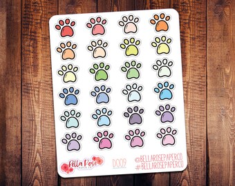 Pet Paws Doodle Icon Planner Stickers, Pet Stickers, Doodle Icon Stickers, for use in Erin Condren Planner, Dog Paw, Cat Stickers D009