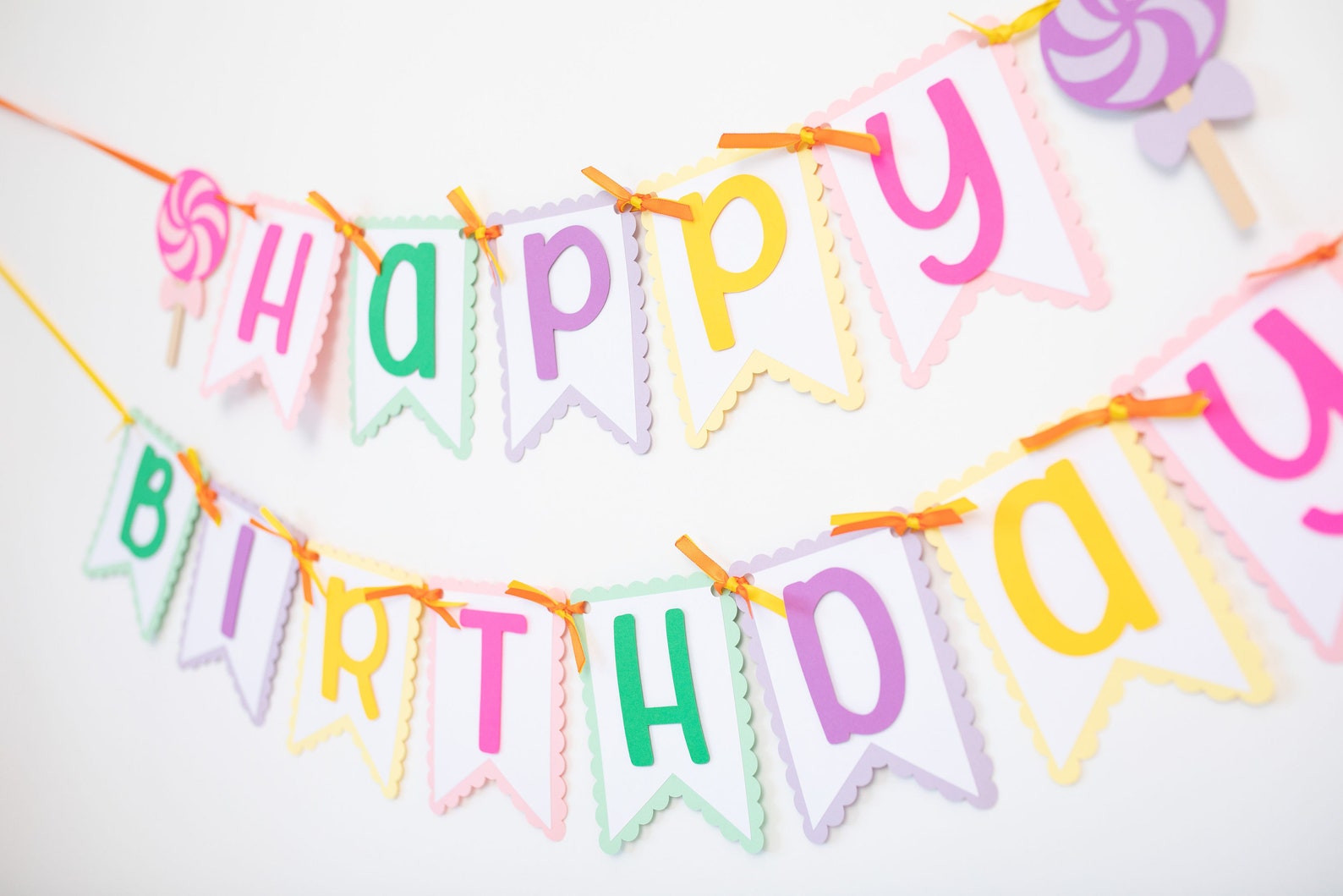 Candy Themed Happy Birthday Banner Lollipop Birthday - Etsy