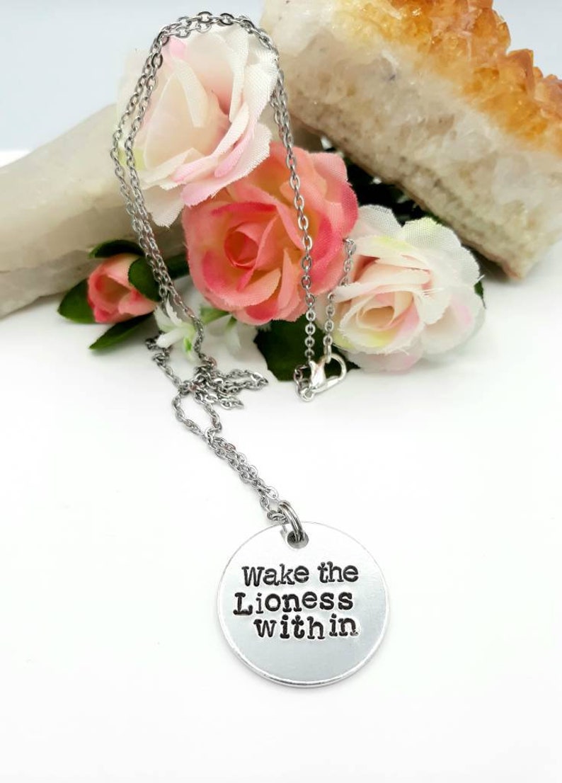 Wake the Lioness Within Necklace~Rasta~Lioness Jewelry~Empress~Metal Stamped by Hand~Made with Love~The Grateful Kind Shop