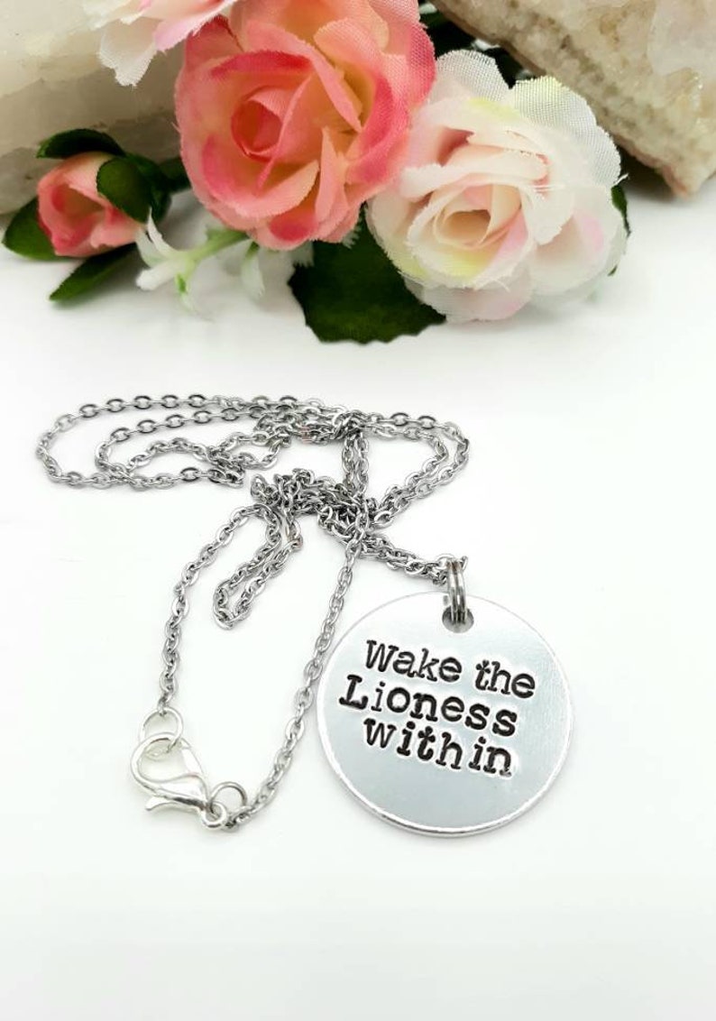 Wake the Lioness Within Necklace~Rasta~Lioness Jewelry~Empress~Metal Stamped by Hand~Made with Love~The Grateful Kind Shop