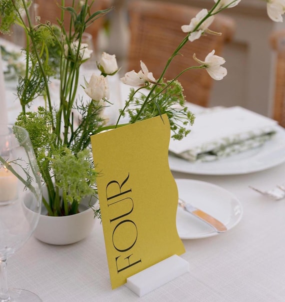 Modern Wavy Edge Wedding Table Number, Reception decor design funky design