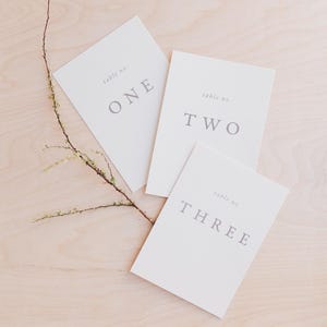 Números de mesa impresos para bodas minimalistas, diseño simple, papelería de boda de alta calidad, número de mesa en cartulina, decoración de recepción
