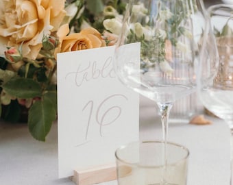 Hand Lettered Wedding Table Numbers, reception decor, printed cotton card stock