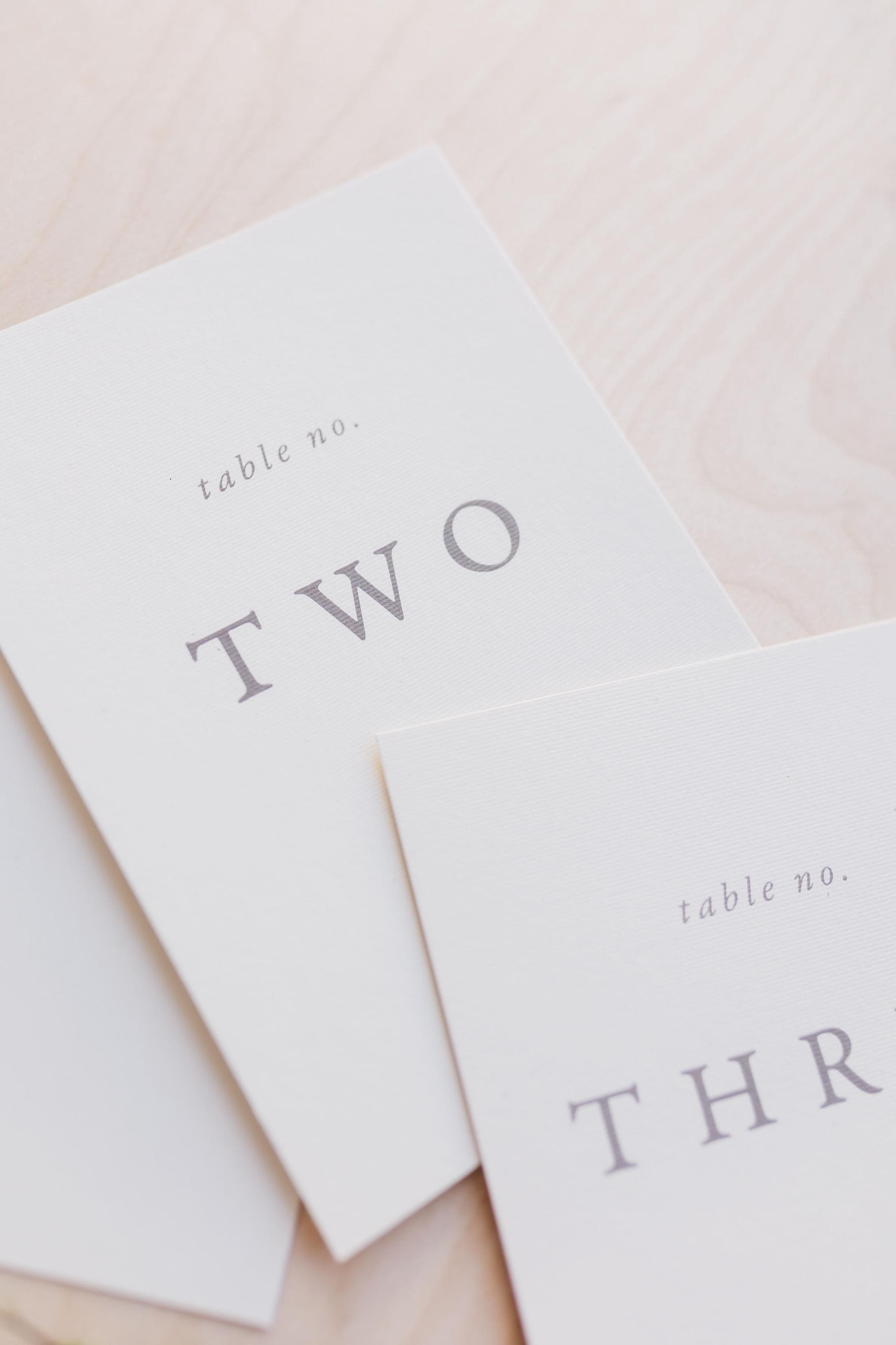 PRINTED Table Numbers for Minimal Wedding, Simple Design, High Quality ...