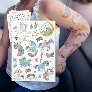 Unicorn Temporary Tattoos. Magical Rainbow Party Favors.